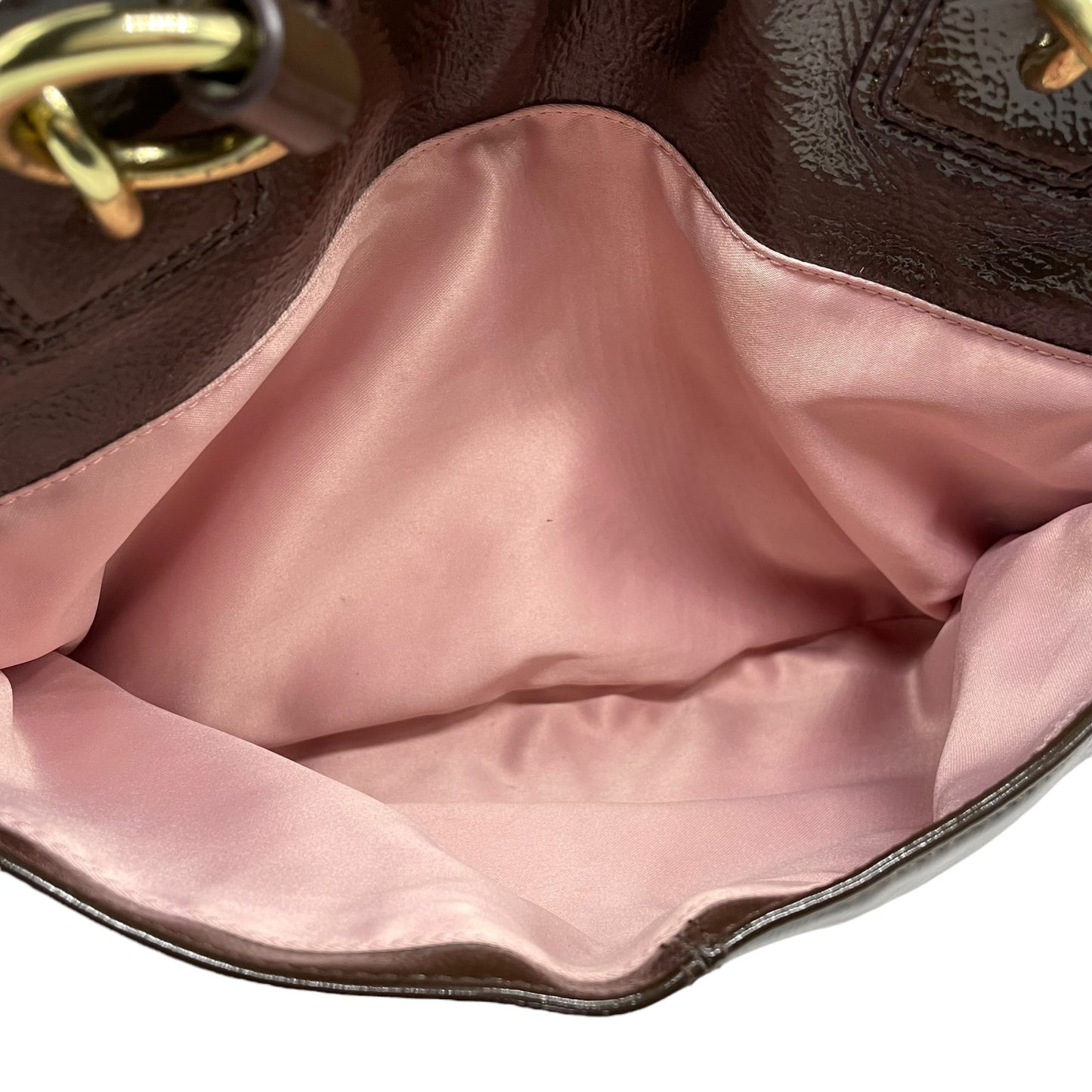 コーチ COACH トートバッグ パテントレザー F20431 茶色 ブラウン 金金具 ゴールド金具 チャーム付き A4対応 通勤 通学 S93