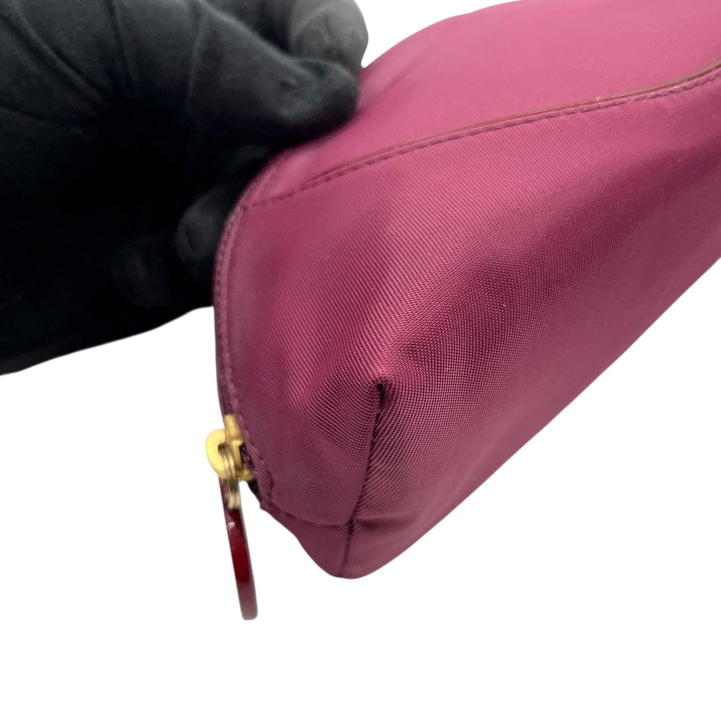 クリスチャンディオール Christian Dior アクセサリーポーチ ワインレッド ナイロン 化粧ポーチ コスメポーチ ロゴ刻印 レディース W4