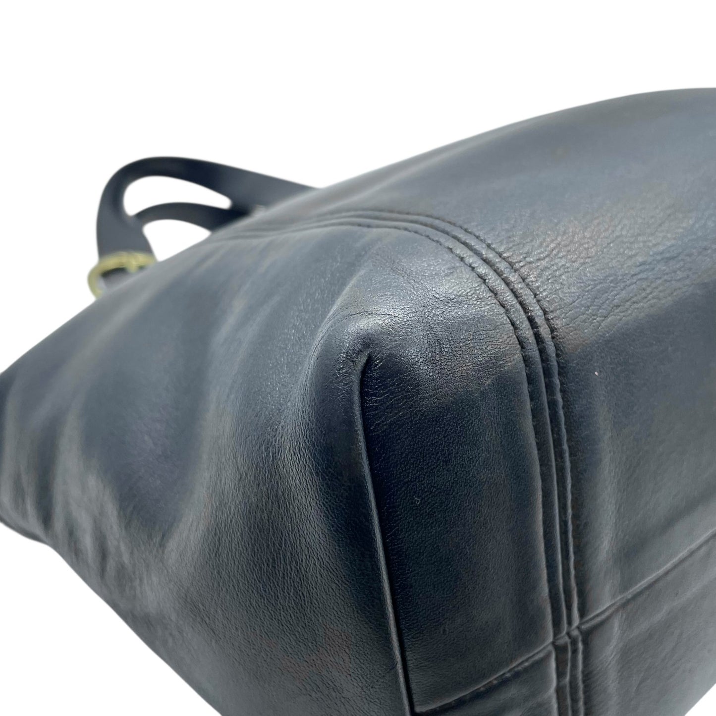 コーチ COACH オールドコーチ ハンドバッグ ミニトートバッグ 紺 ネイビー レザー ゴールド金具 ファスナー開閉 ロゴチャーム USA製 ヴィンテージ レディース S12