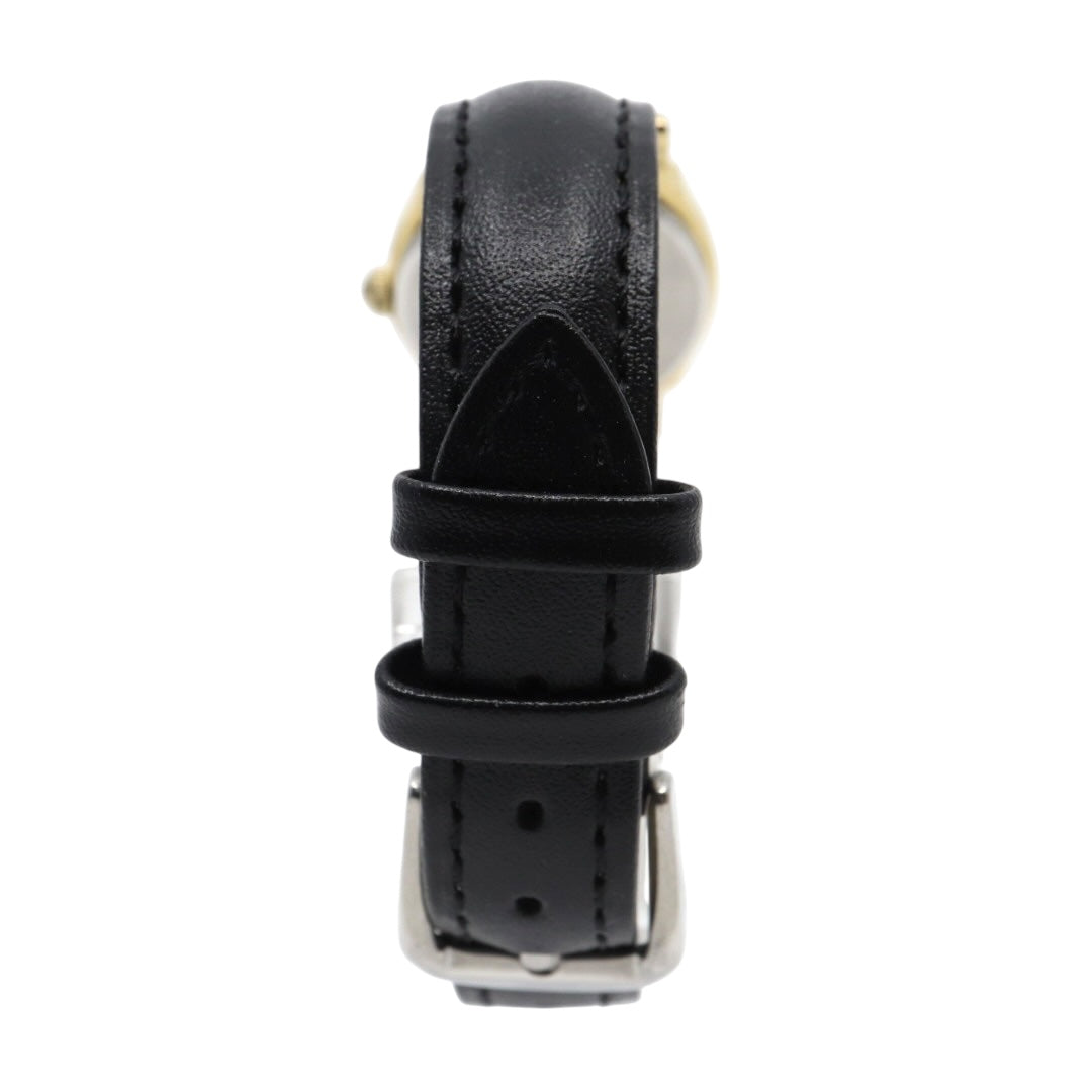 citizen シチズン クオーツ 腕時計 4-102321Y ゴールド ブラック文字盤 ラウンドケース レザーベルト レディース ヴィンテージ