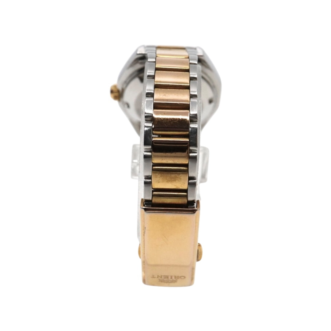 【美品】 ORIENT オリエント ガーディアン 自動巻き 腕時計 NQ1V-U0 オレンジ ゴールド ツートン ステンレススチール レディース G8