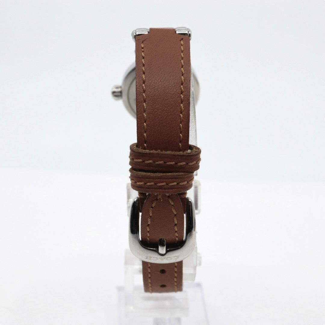 コーチ COACH 腕時計 レディース クォーツ 白文字盤 シルバー レザーベルト 6.239.173 アナログ ウォッチ 上品 エレガント ビジネス フォーマル カジュアル シンプル 希少 レア 馬車ロゴ クラシック 1023H046-1 G10