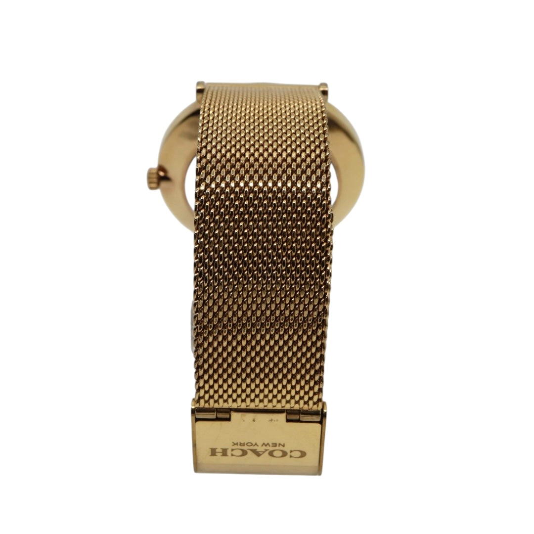 コーチ COACH 腕時計 レディース クォーツ ペリー Perry ゴールド メッシュベルト CA.120.7.34.1710 アナログ ウォッチ ホースアンドキャリッジ 馬車ロゴ エレガント 上品 モダン クラシック 美品 ほぼ新品 希少 G10