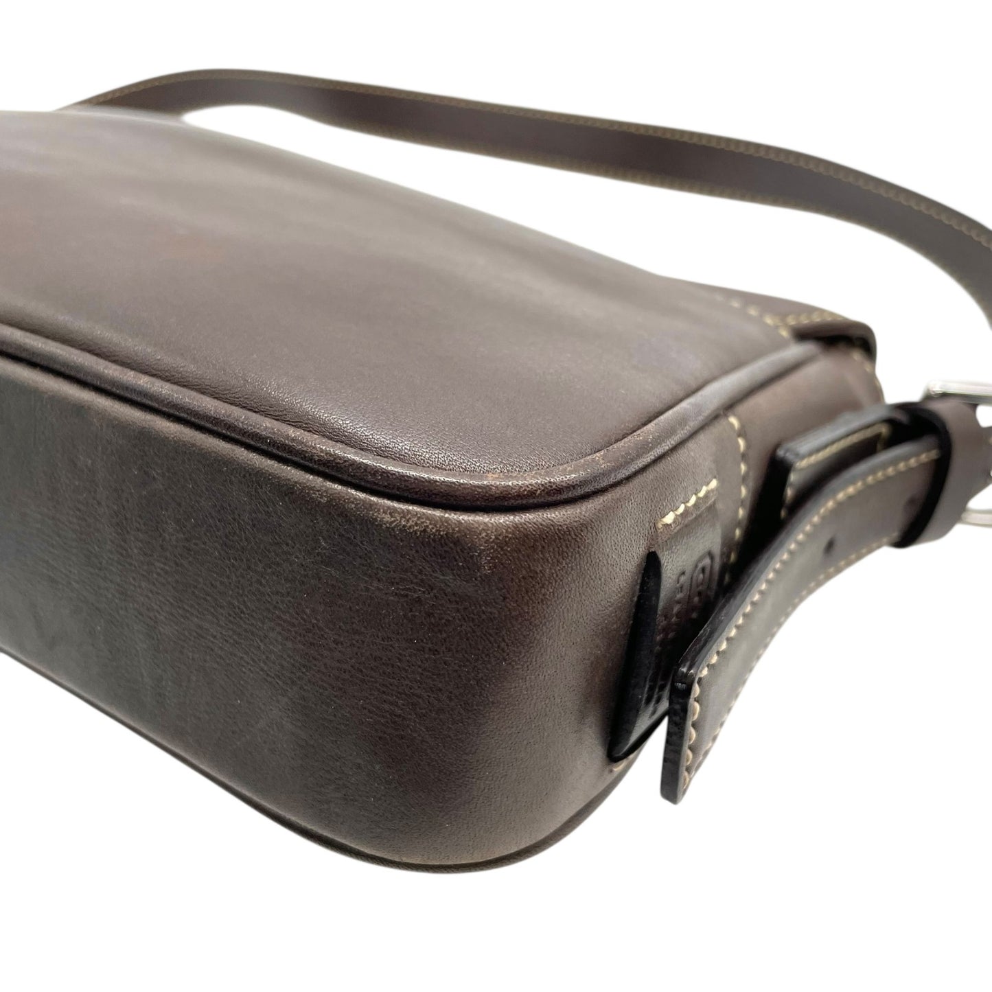 【美品】COACH コーチ 7784 ショルダーバッグ レザー ブラウン 茶色 バックルフラップ ステッチ ワンショルダー バッグ Y2K 00s vintage s91