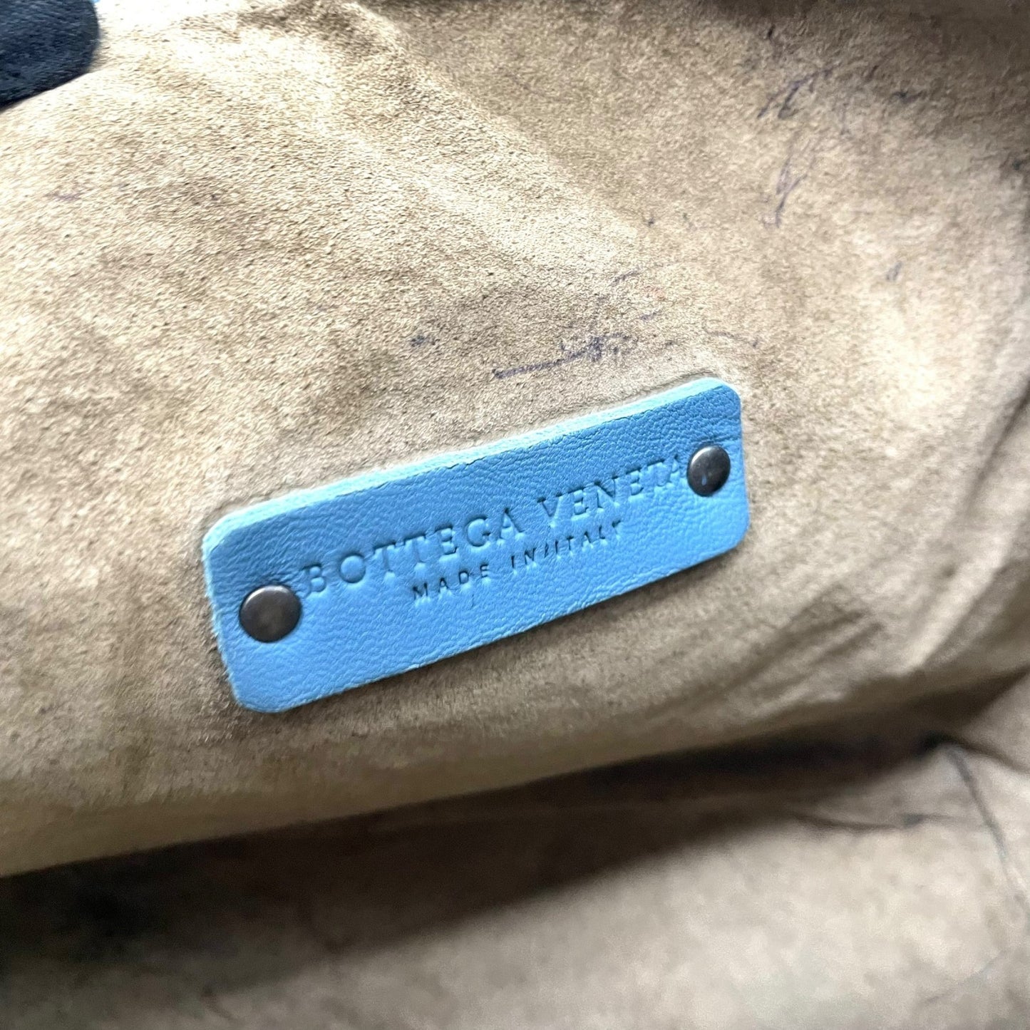 ボッテガヴェネタ イントレチャート ライトブルー レザー ハンドバッグ ショルダー ヴィンテージ 編み込み 革 旧ロゴ イタリア製 上品　k11