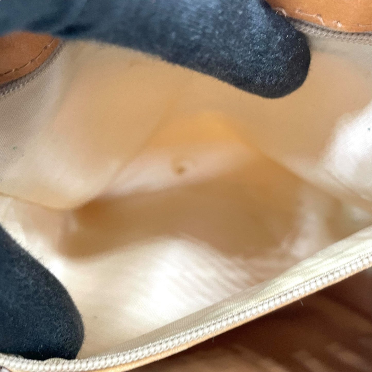 Authentic CELINE Macadam Trionf Shoulder Bag Beige Brown PVC Leather Gold Hardware Women's Flap