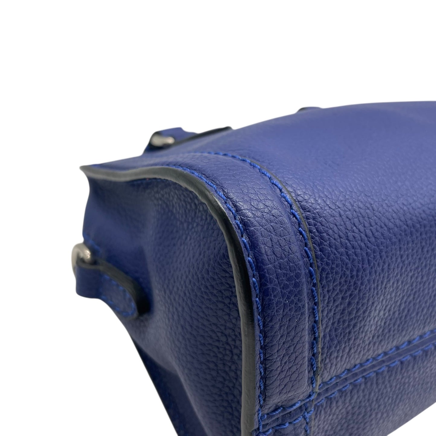 Authentic ALEXANDER McQUEEN 2WAY Handbag Shoulder Bag Skull Padlock Blue Leather Women's Crossbody