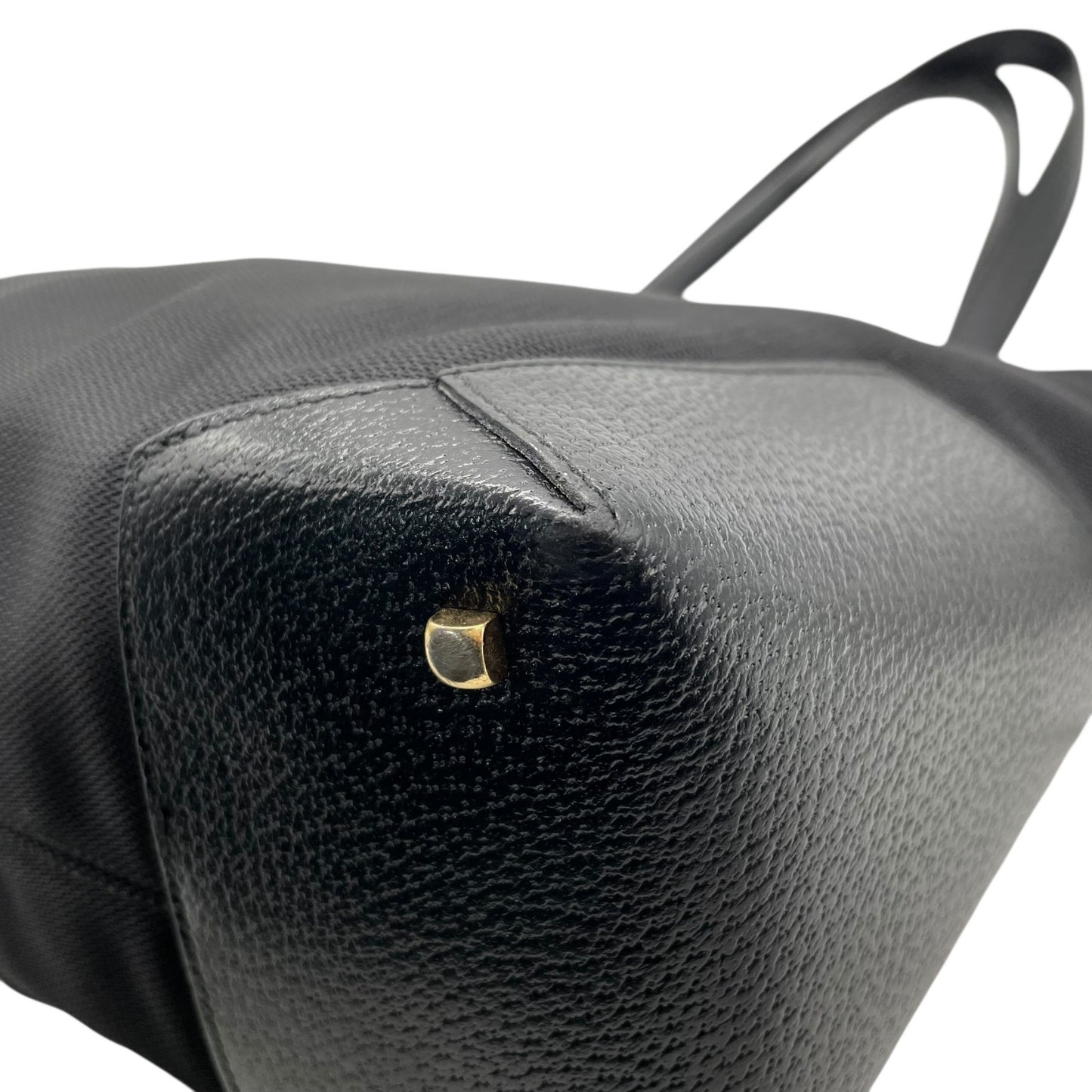 Authentic Salvatore Ferragamo DH-21 Tote Bag Canvas Leather Black Gold Hardware Women's Shoulder Bag