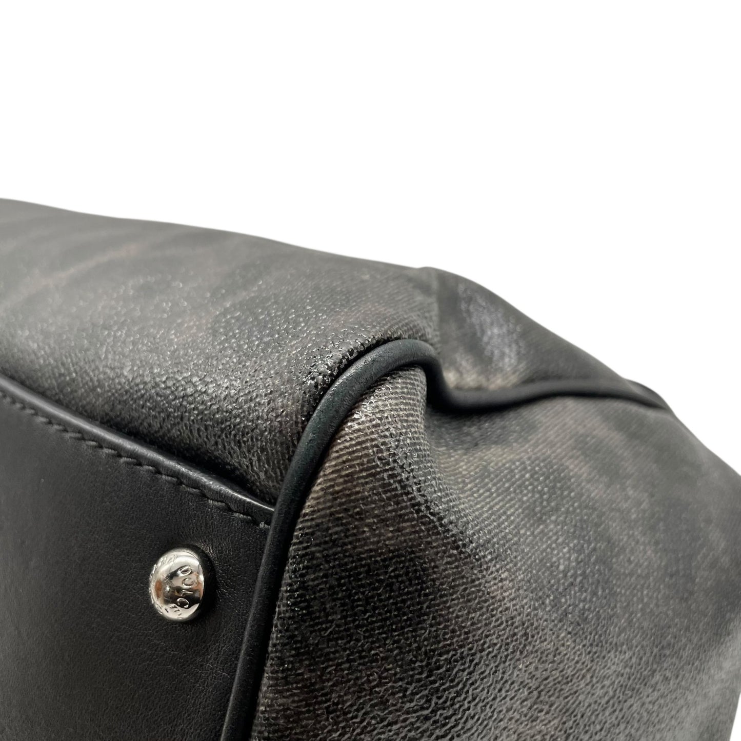 美品 DOLCE&GABBANA ドルチェ＆ガッバーナ シシリー 2WAY ハンドバッグ ショルダーバッグ ドルガバ レオパード ヒョウ柄 レザー PVC 黒 ブラック ダークグレー レディース D&G フラップ開閉 シルバー金具 ギャランティカード付き B2