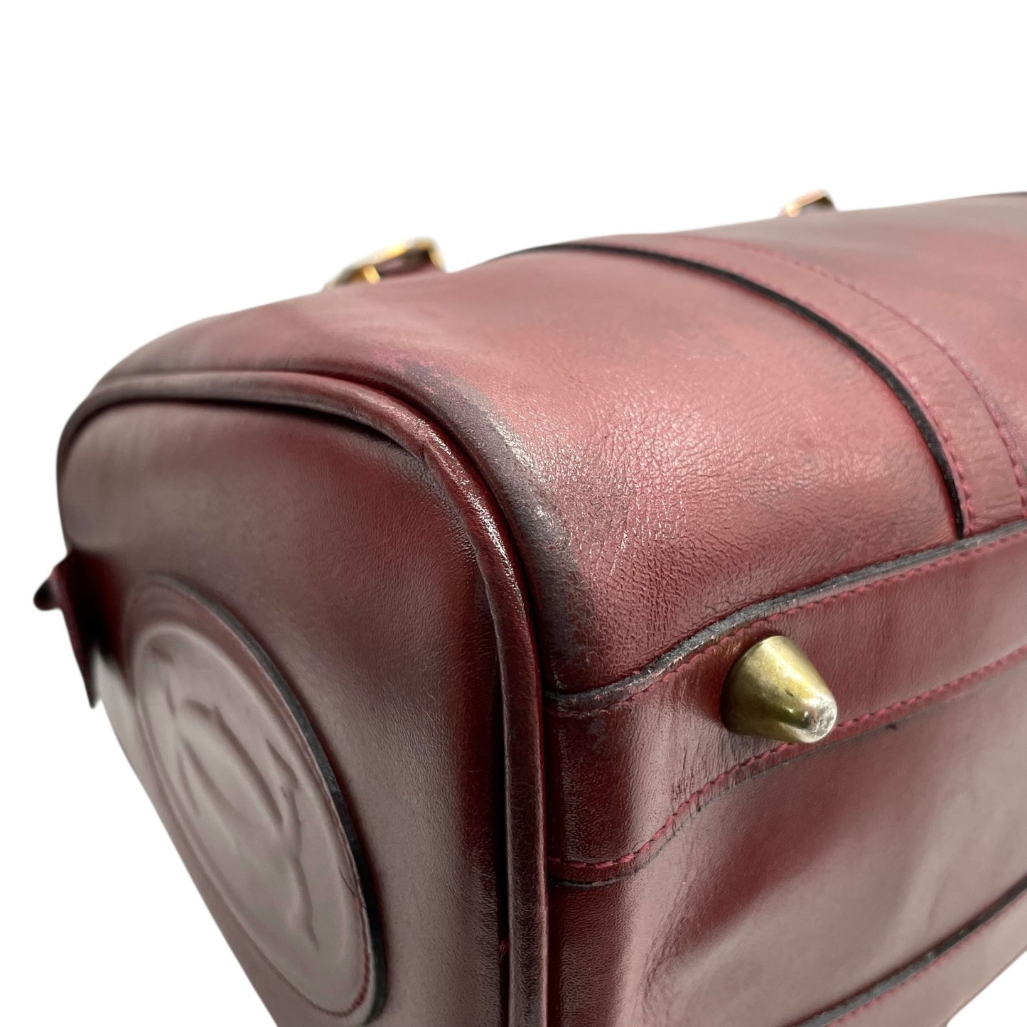 Cartier カルティエ マストライン ボストンバッグ レザー 赤 ボルドー ワインレッド ゴールド金具 パドロック クロシェット 2Cモチーフ メンズ レディース ヴィンテージ U1