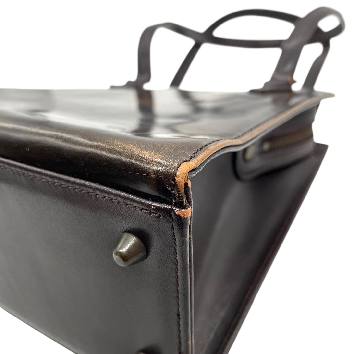 入手困難 Jean Paul GAULTIER ジャンポールゴルチエ ハンドバッグ レザー 本革 ブラウン 茶 ゴールド金具 ワンショルダー 肩掛け可 スクエア型 メンズ レディース K5