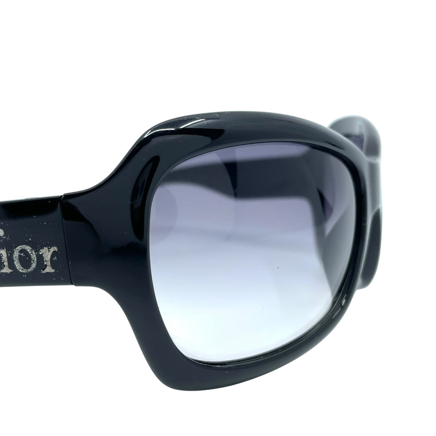 美品 Christian Dior デイオール サングラス 黒 ブラック プラスチック ロゴ グラデーション ヴィンテージ レディース W2