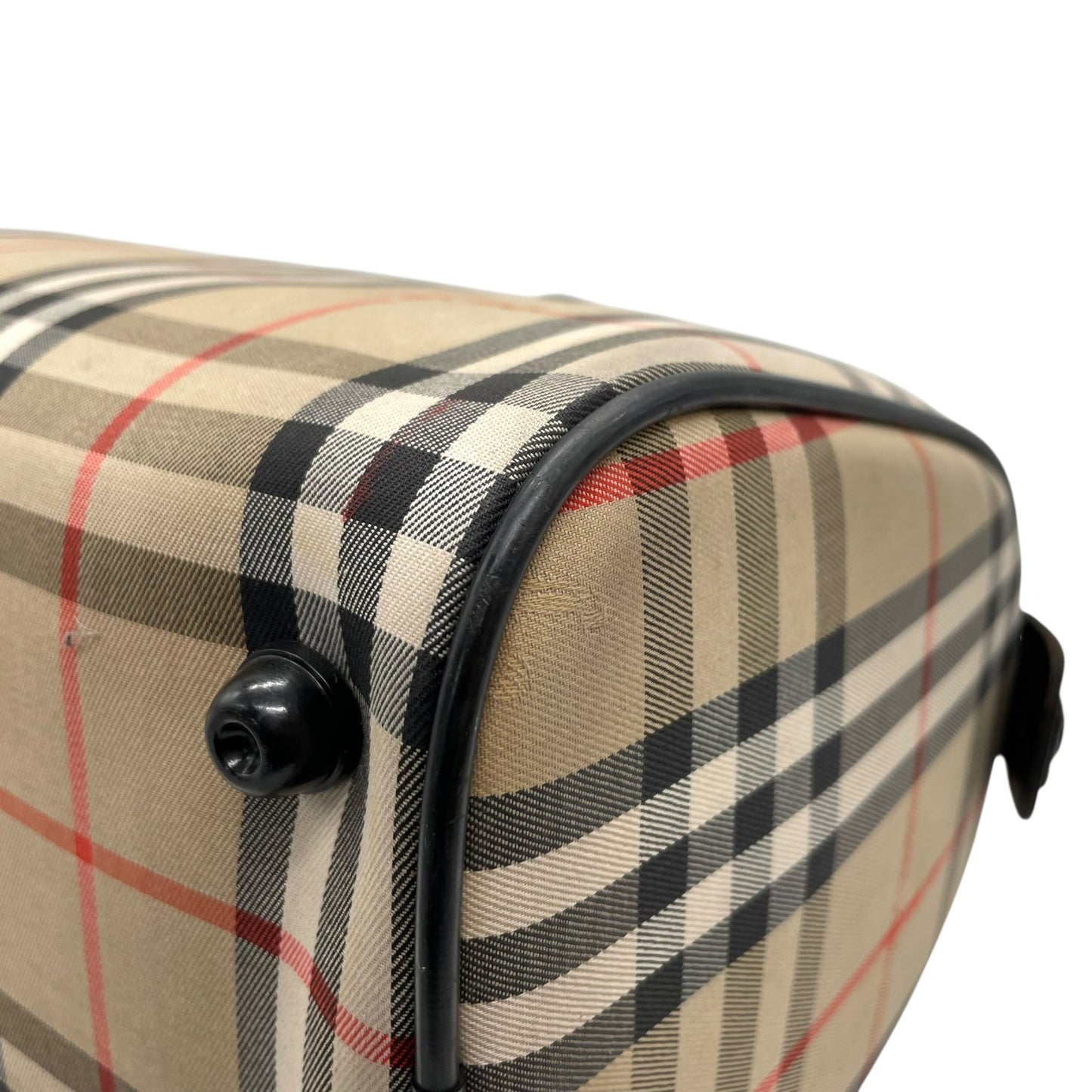 美品 Burberry バーバリー ノバチェック シャドーホース ミニボストン ハンドバッグ ベージュ ブラック キャンバス レザー ゴールド金具 ホースロゴ レディース ヴィンテージ E