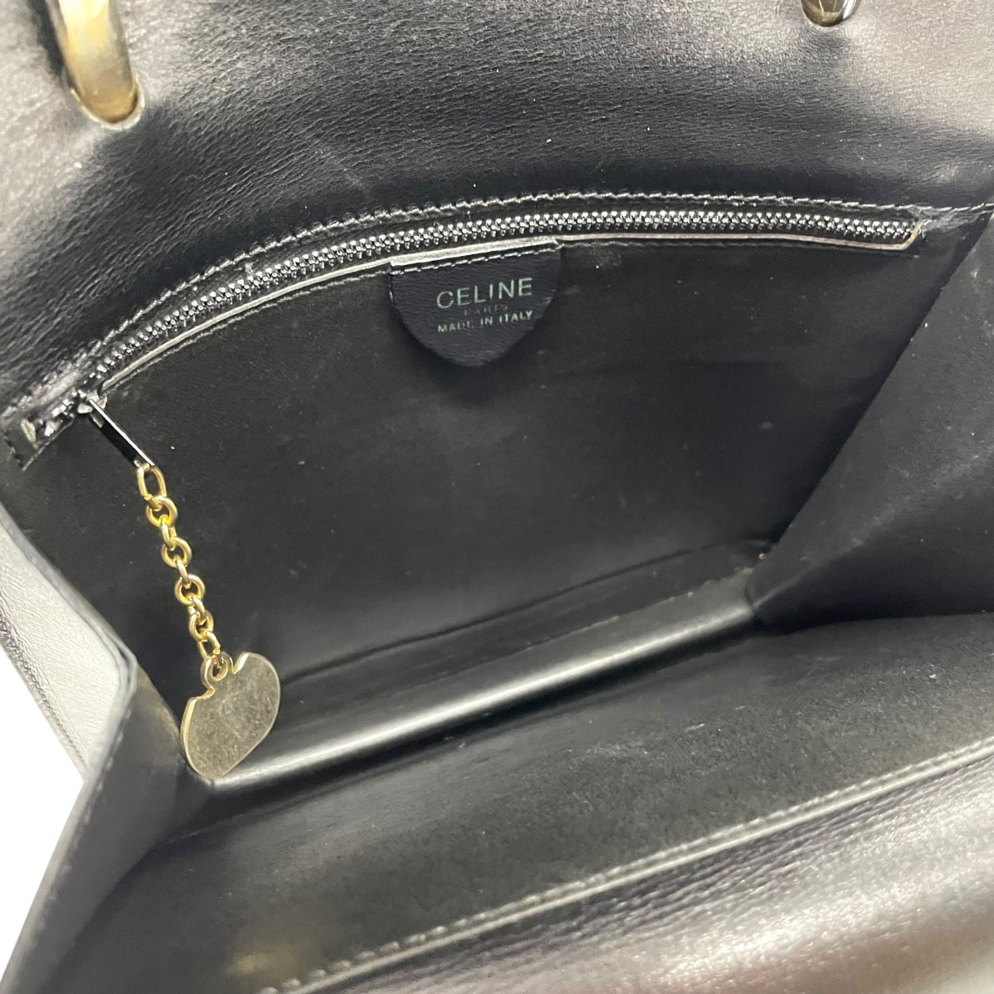 美品 CELINE セリーヌ ハンドバッグ フォーマル 黒 ブラック レザー ゴールド金具 ダブルフラップ Wフラップ トップハンドル 手提げ ロゴ レディース ヴィンテージ オールドセリーヌ C