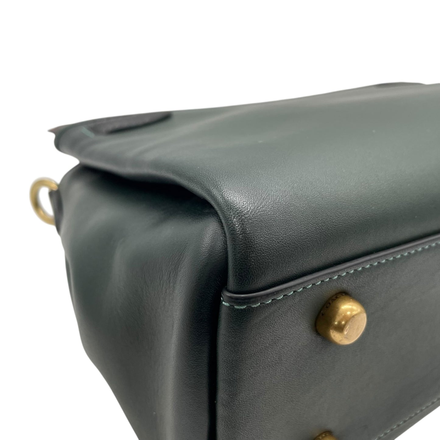 Authentic COACH Tate Carryall 2WAY Handbag Shoulder Bag Dark Green Black Leather Horse Logo