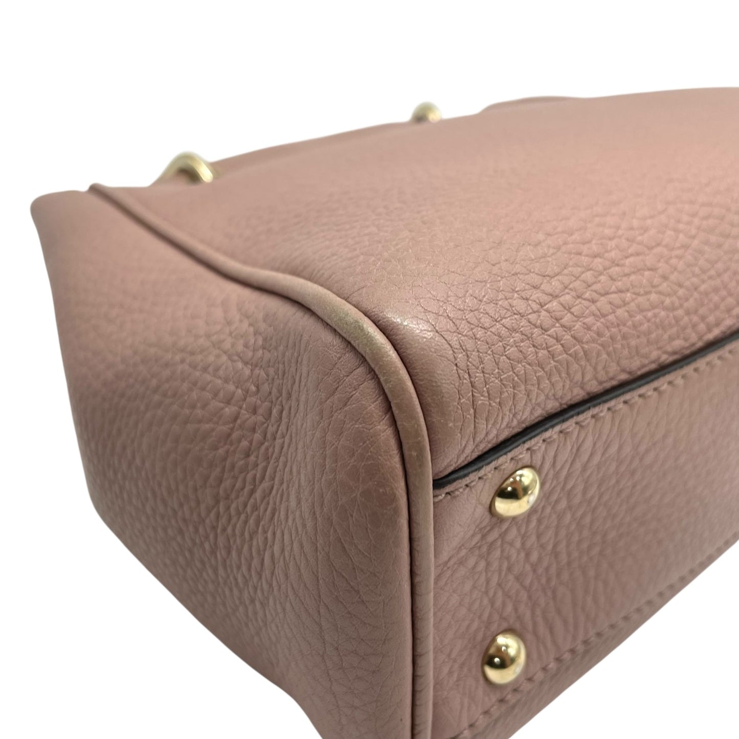 Authentic GUCCI Bamboo Mini Shopper 2WAY Pink Leather Gold Logo Shoulder Handbag