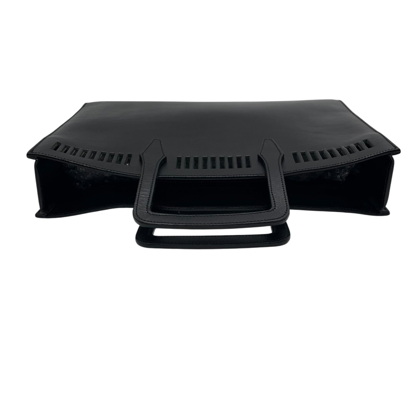 美品 LOEWE ロエベ ハンドバッグ トートバッグ 黒 ブラック レザー シルバー金具 ロゴ型押し 手提げ アナグラム ビジネス メンズ レディース E