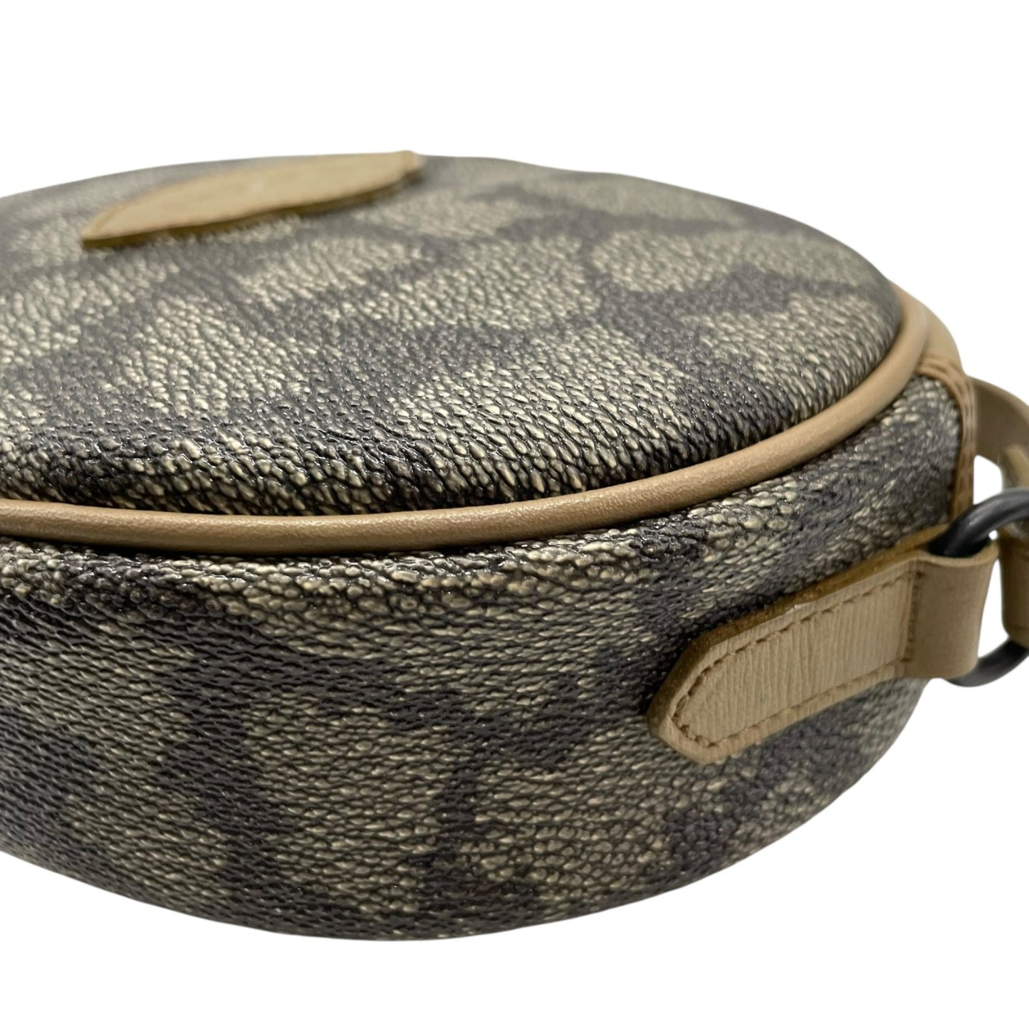 Authentic YVES SAINT LAURENT Giraffe Pattern Camera Bag Shoulder Gray Brown Vintage Women