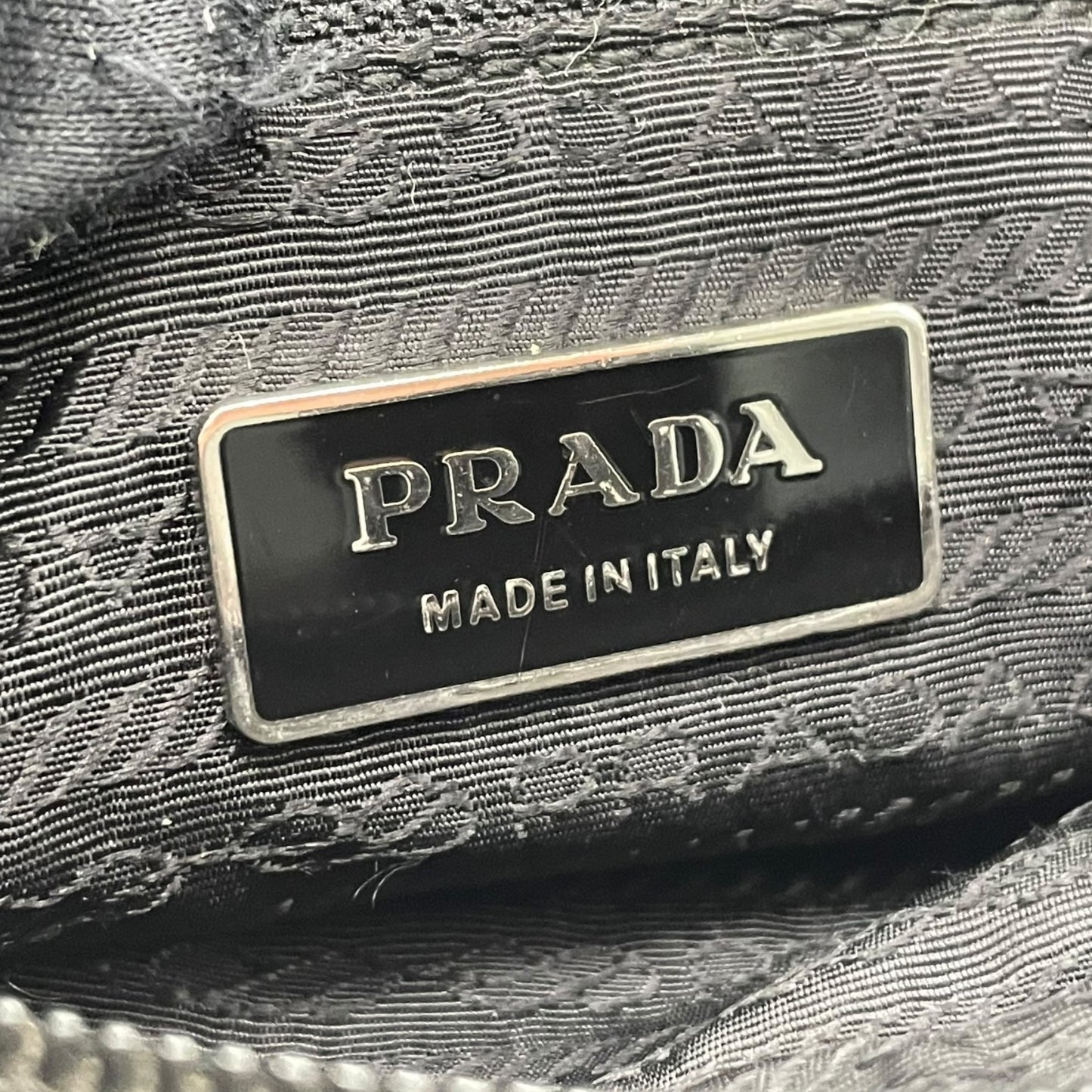 Authentic PRADA Shoulder Bag Triangle Logo Nylon Leather Black Silver Hardware BT0166