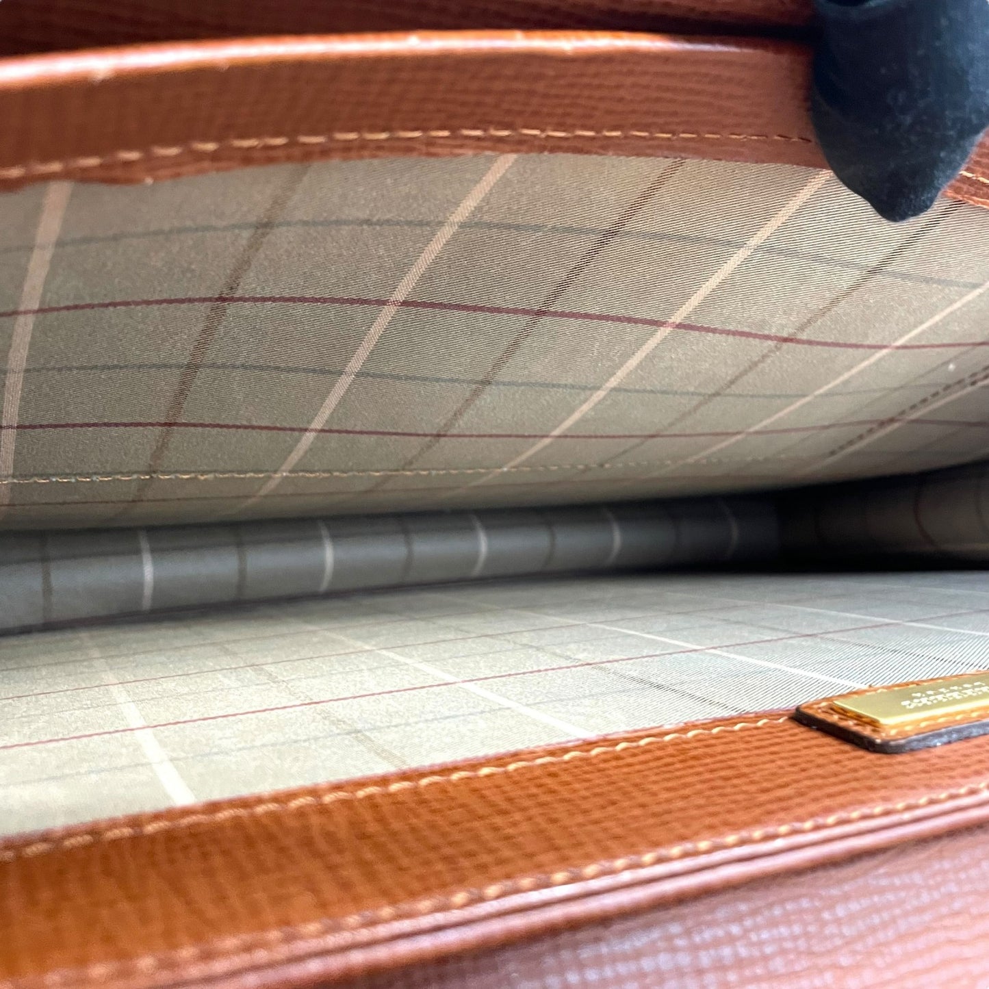 Authentic BURBERRY Leather Briefcase Business Bag Brown Gold Hardware