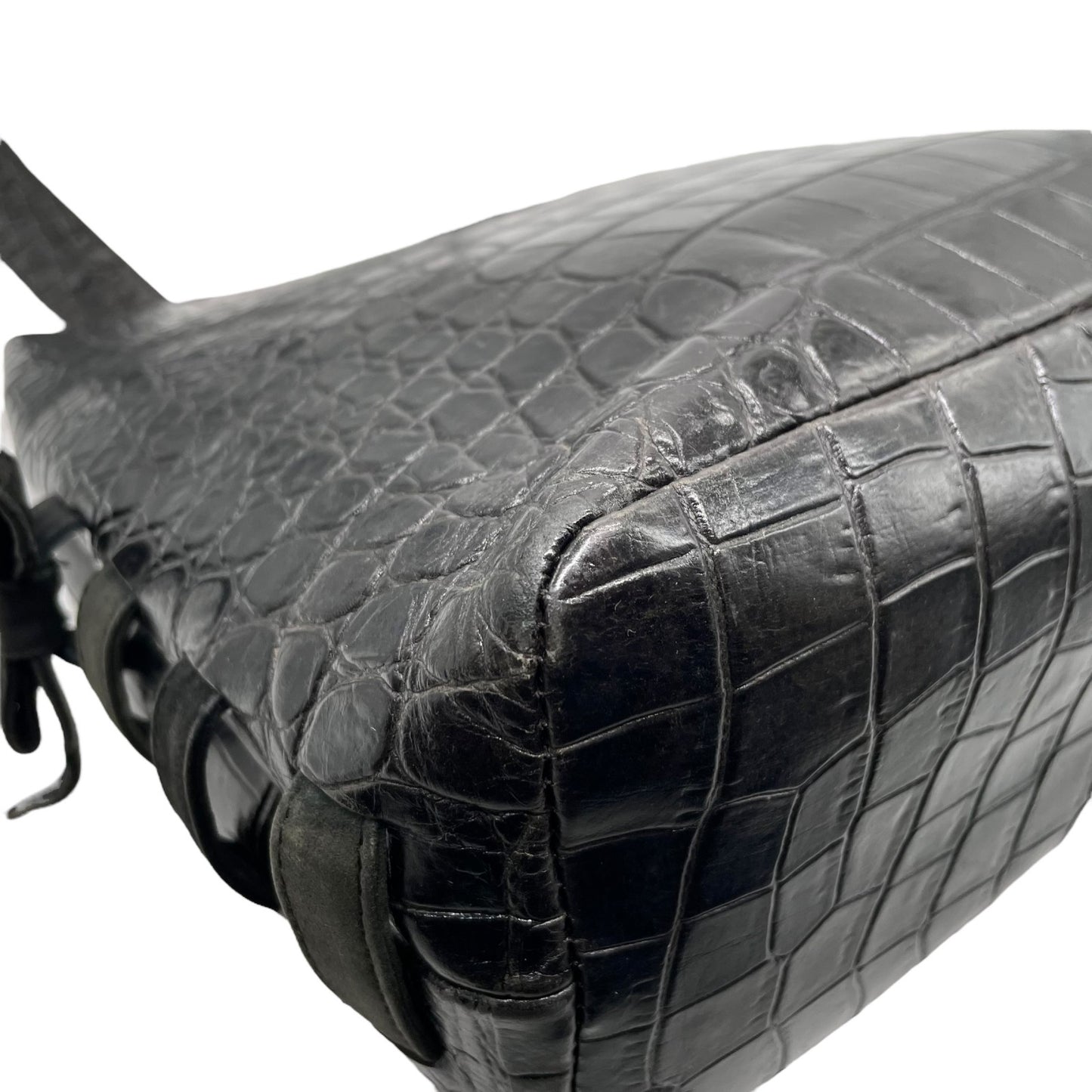 Authentic VERSACE Medusa Embossed Leather Tote Handbag Black Gold