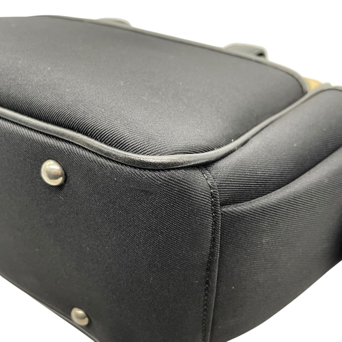 Authentic BURBERRY Check Nylon Leather Tote Bag Black A4 Size