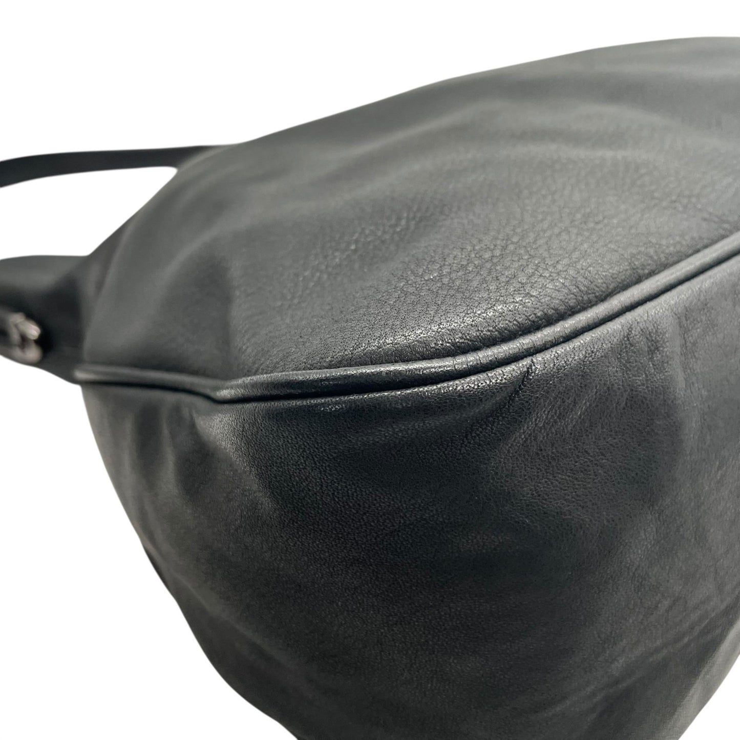 極美品 ARMANI COLLEZIONI アルマーニ コレッツォーニ レザー ワンショルダー ショルダーバッグ ブラック 本革 シルバー金具 ユニセックス メンズ レディース A1