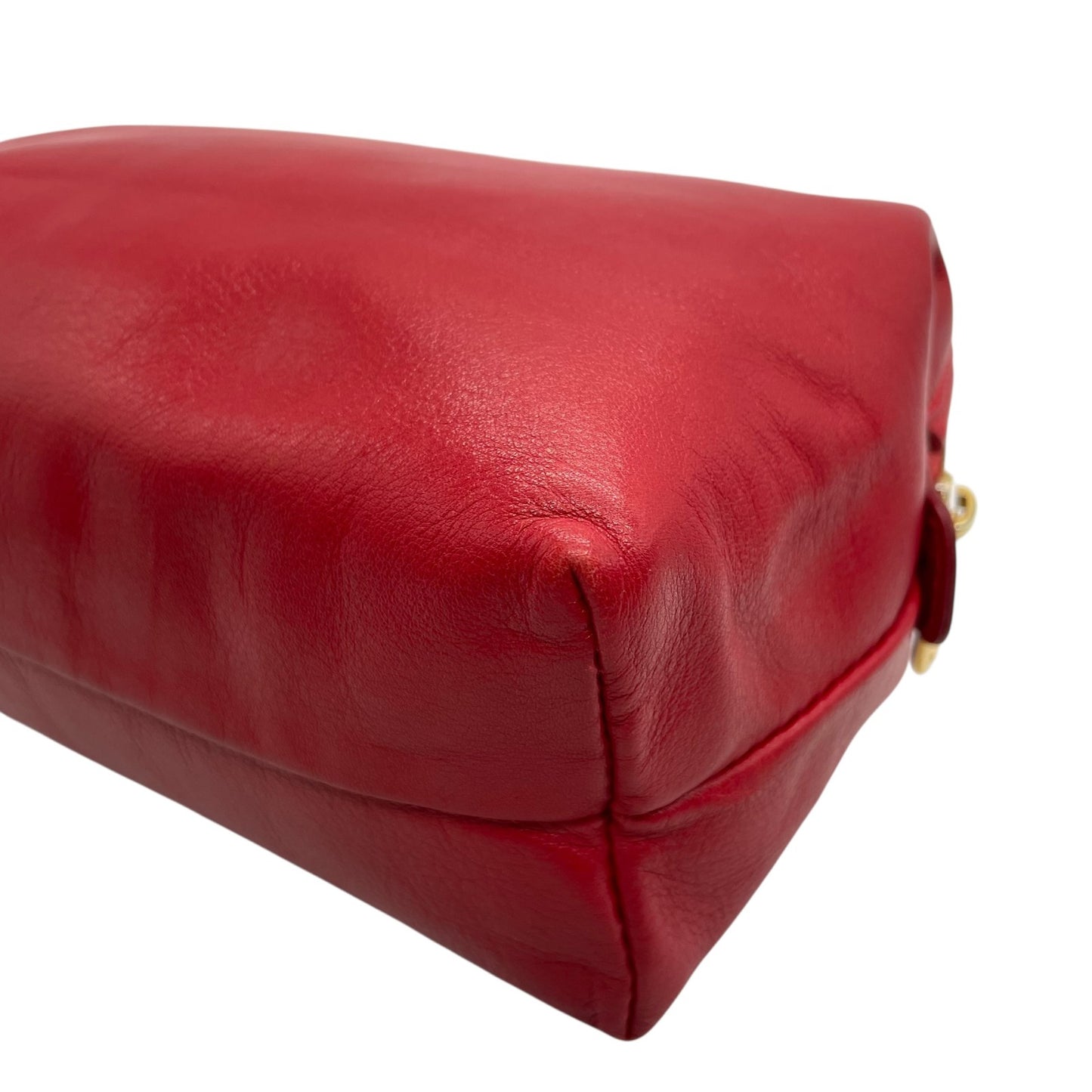 美品 CELINE セリーヌ オールドセリーヌ ポーチ メイクポーチ 化粧ポーチ クラッチバッグ 赤 レッド レザー ゴールド金具 ロゴ ヴィンテージ レディース ヴィンテージ K6