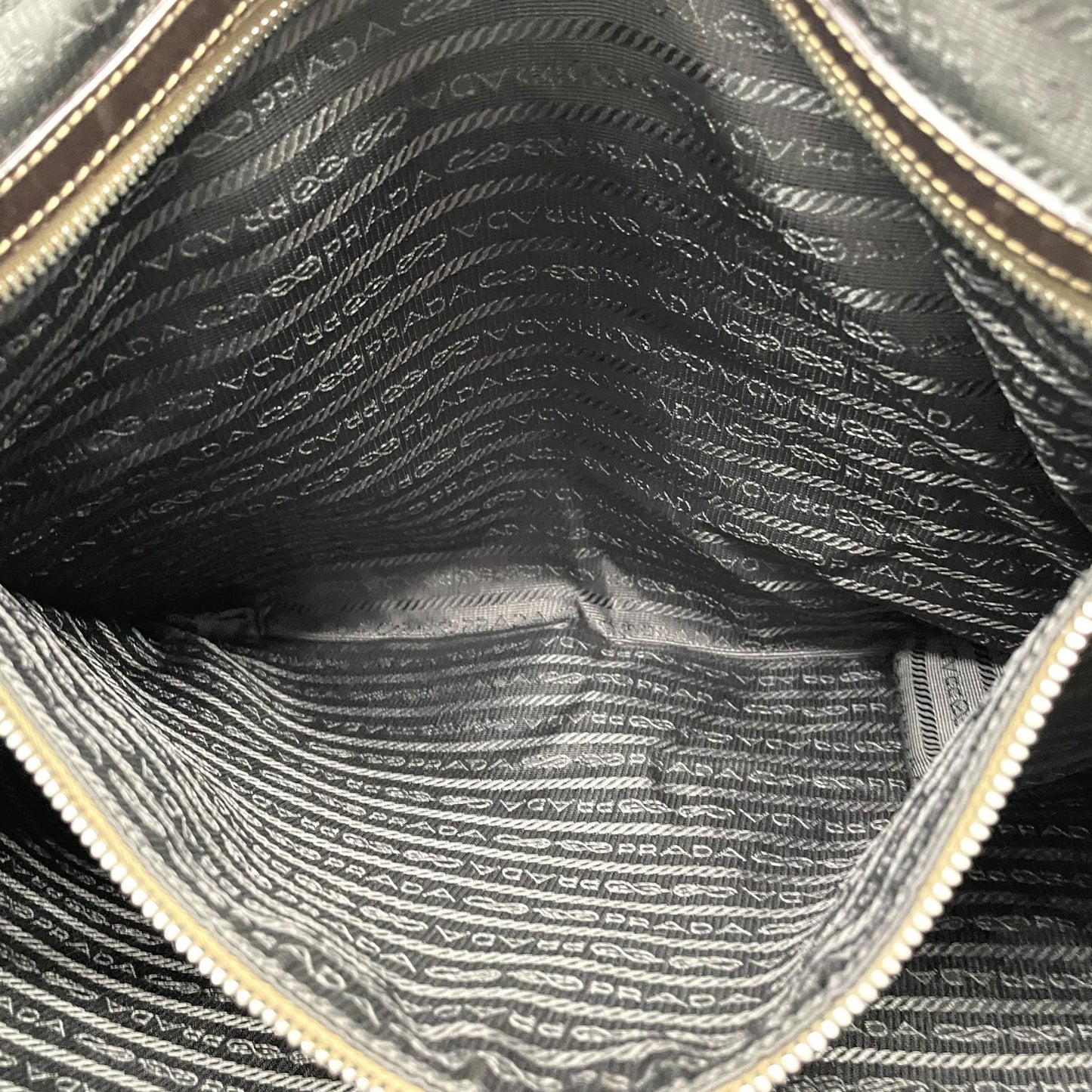 PRADA プラダ ジャガードロゴ 2WAY ビジネスバッグ ショルダーバッグ キャンバス レザー ベージュ ブラウン 南京錠 メンズ レディース Z4