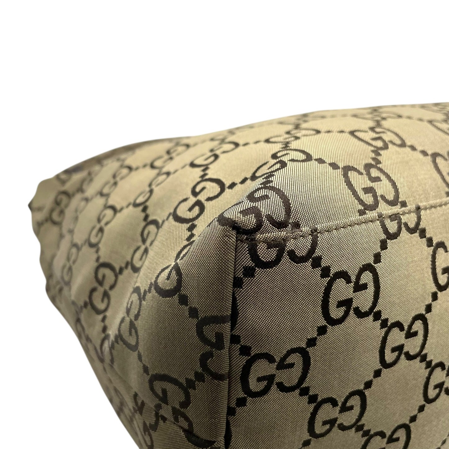 美品 GUCCI グッチ GGキャンバス ワンショルダーバッグ ハンドバッグ カーキ ブラウン キャンバス レザー シルバー金具 GG柄 ダブルポケット レディース K6