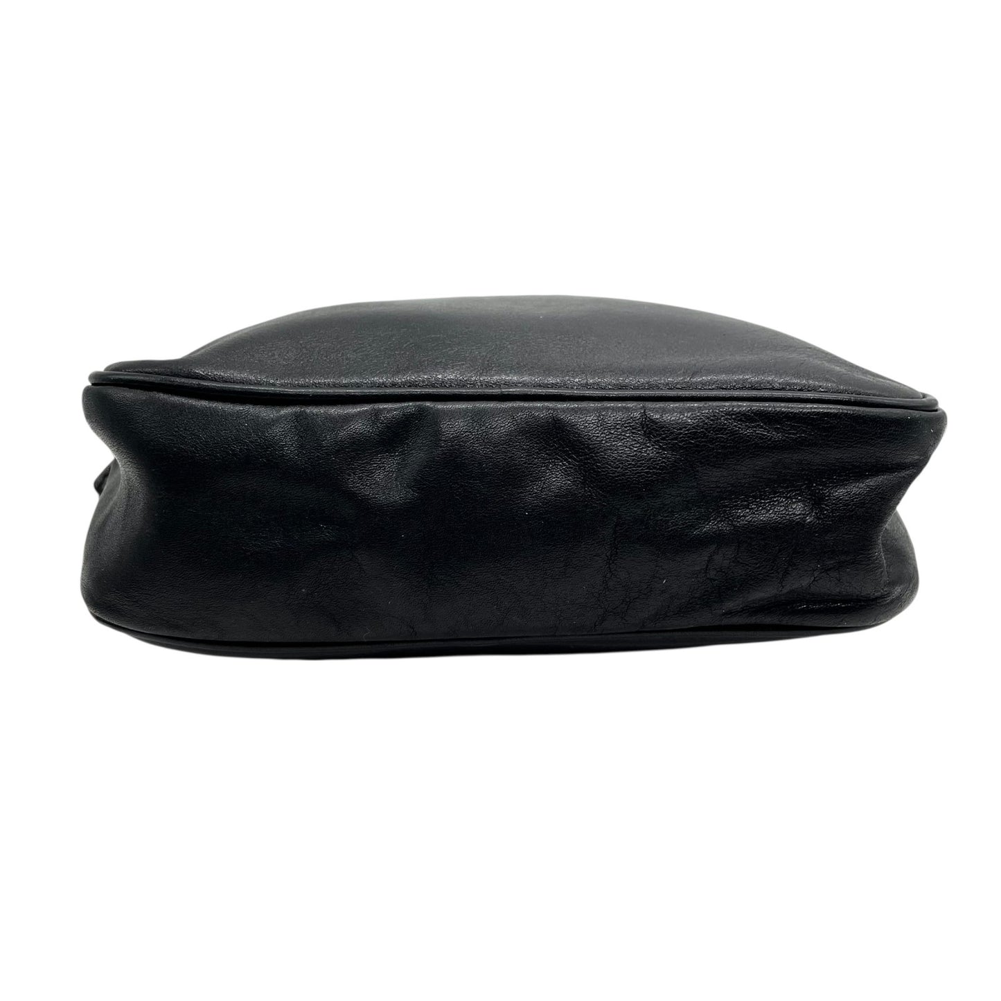 美品 LOEWE ロエベ ショルダーバッグ ミニバッグ コンパクト ポシェット アナグラム ロゴ 黒 ブラック レザー ゴールド金具 斜め掛け可 レディース ヴィンテージ D2