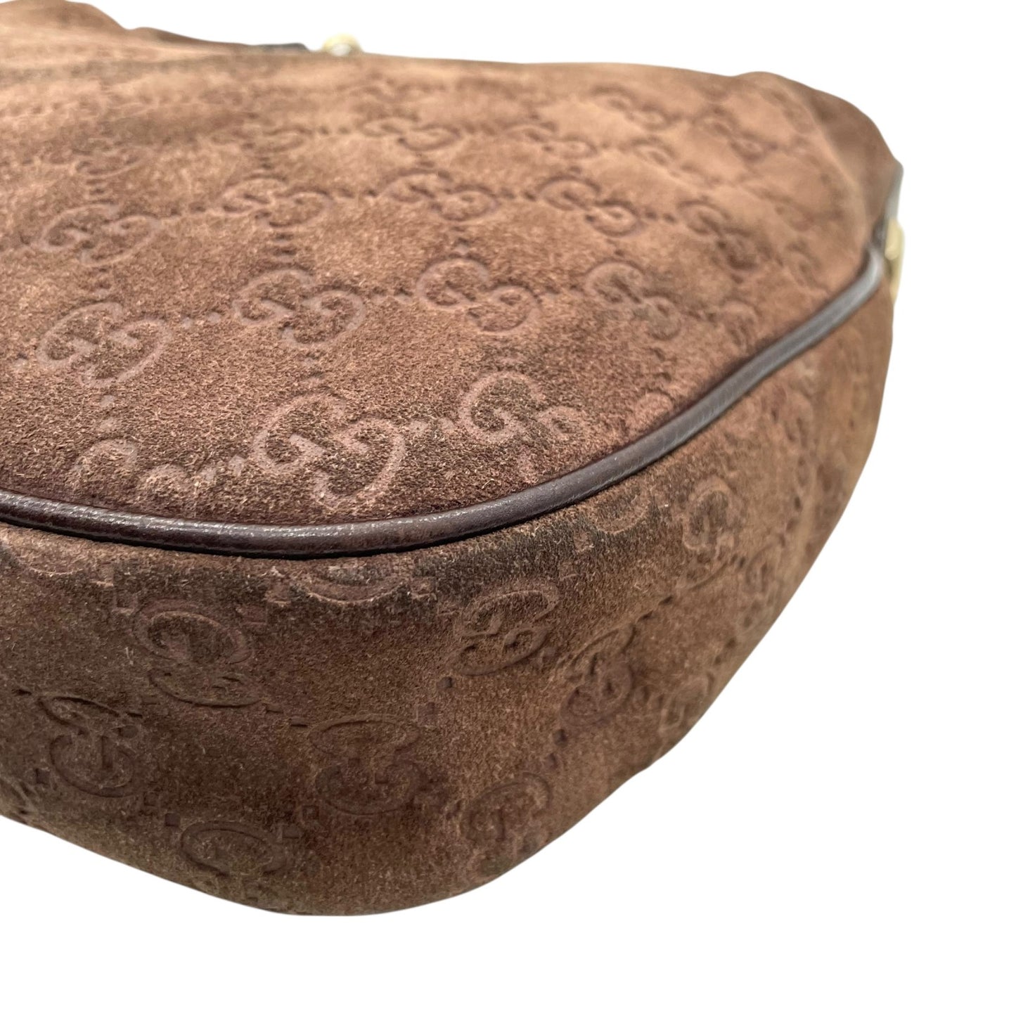 希少 GUCCI グッチ ワンショルダー ショルダーバッグ GG柄 スエード×レザー ブラウン 茶色 エンボス Y2K 153010 肩掛け B3