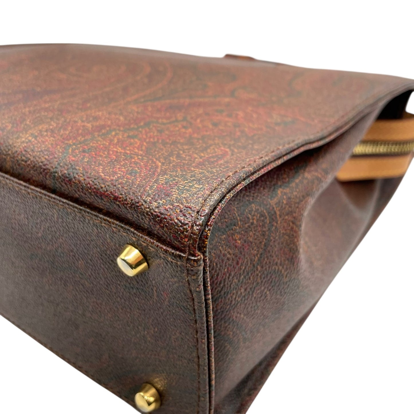 美品 エトロ ETRO ペイズリー柄 トートバッグ ハンドバッグ 2WAY ブラウン 茶色 ショルダー レザー ストラップ付き ヴィンテージ 高級 バッグ A
