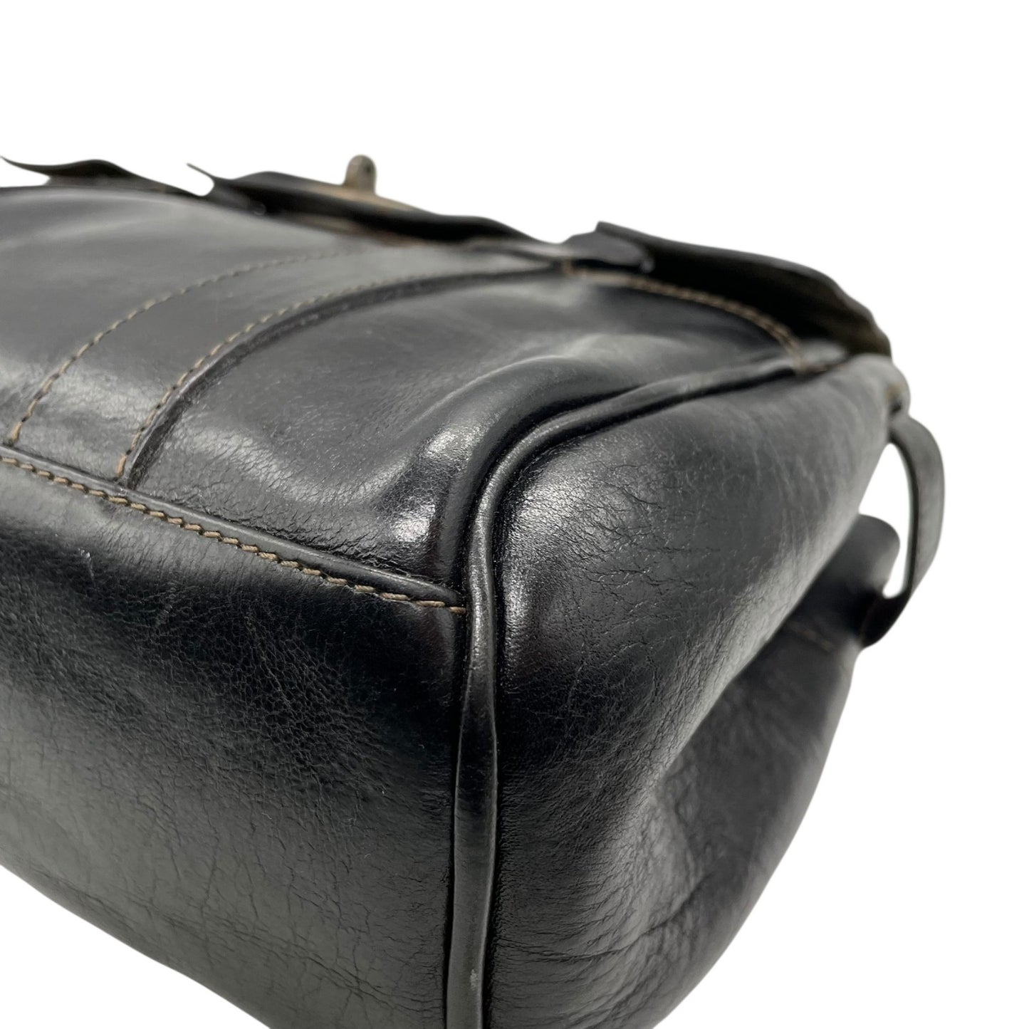 美品 MULBERRY マルベリー ベイズウォーター ハンドバッグ トートバッグ 黒 ブラック レザー シルバー金具 手提げ ターンロック レディース D