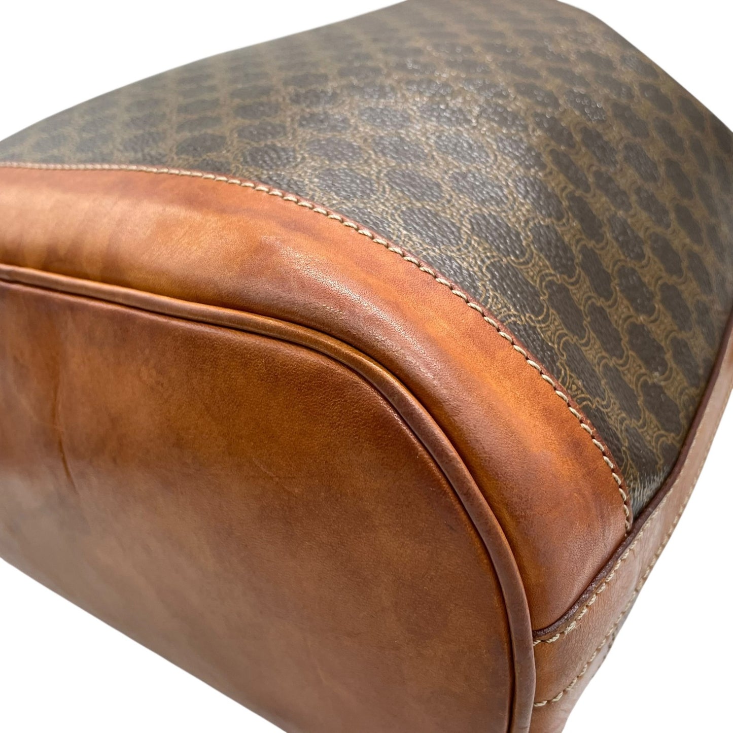 CELINE オールドセリーヌ ショルダーバッグ トリオンフ 巾着 M90 マカダム柄 ヴィンテージ ゴールド金具 レディース K9