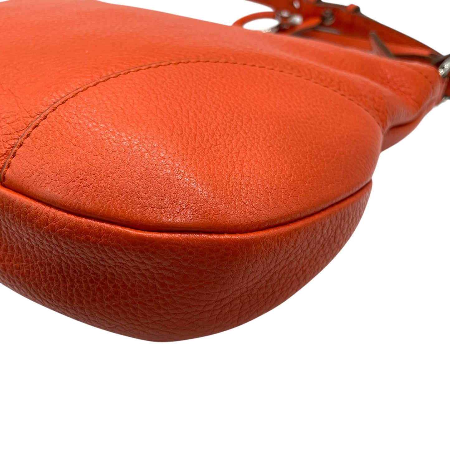 希少色 極美品 Salvatore Ferragamo フェラガモ ガンチーニ ショルダーバッグ ハンドバッグ ワンショルダー オレンジ レザー 本革 シボ革 チャーム Y2K 00s K8