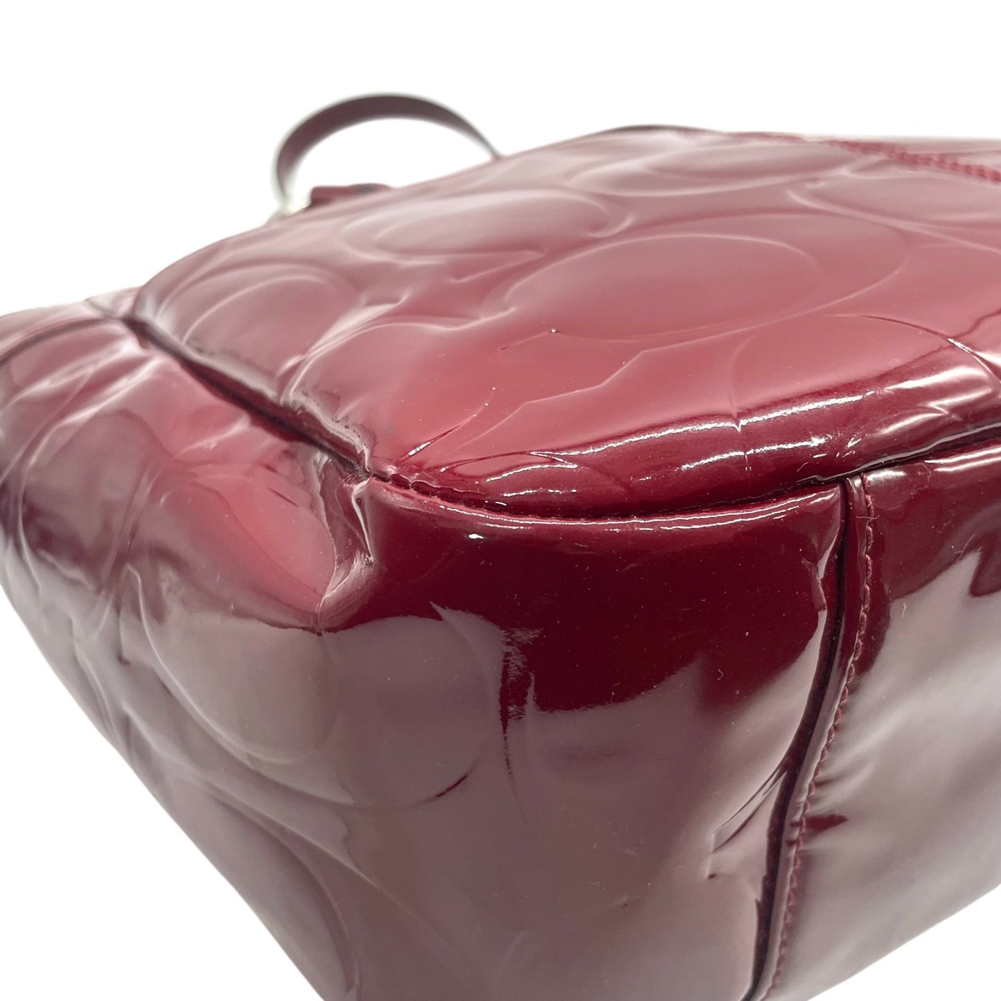 コーチ COACH トートバッグ シグネチャー エナメル レザー ボルドー ワインレッド 赤 レディース 肩掛け可能 S84