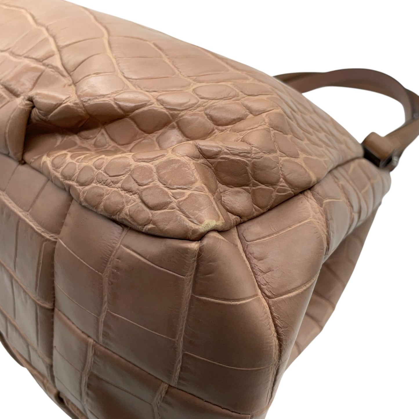 コーチ COACH ショルダーバッグ クロコ型押しレザー ベージュ シルバー金具 ホーボー トート T3