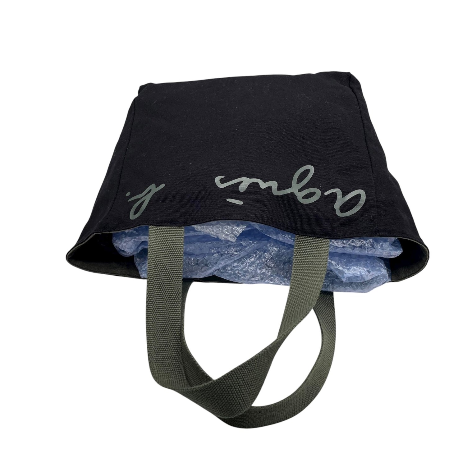 アニエスベー agns b. トートバッグ キャンバス 黒 ブラック ロゴプリント 大容量 ショルダー T3