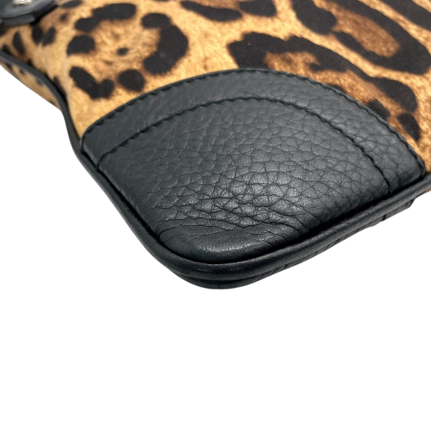 ドルチェ＆ガッバーナ Dolce & Gabbana ドルガバ D&G レオパード アニマル ショルダーバッグ キャンバス 黒 ブラック レザー コンビ ヴィンテージ C6