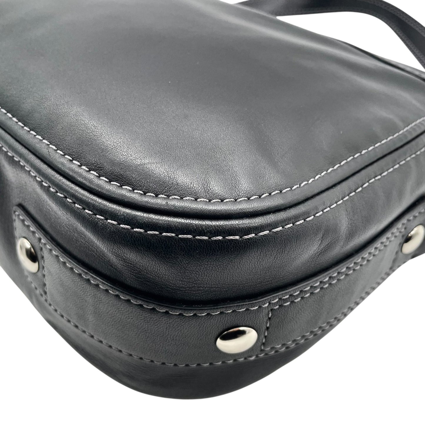 コーチ COACH レザー ショルダーバッグ ワンショルダー 黒 ブラック 2WAY グローブタンレザー シルバー金具 S50