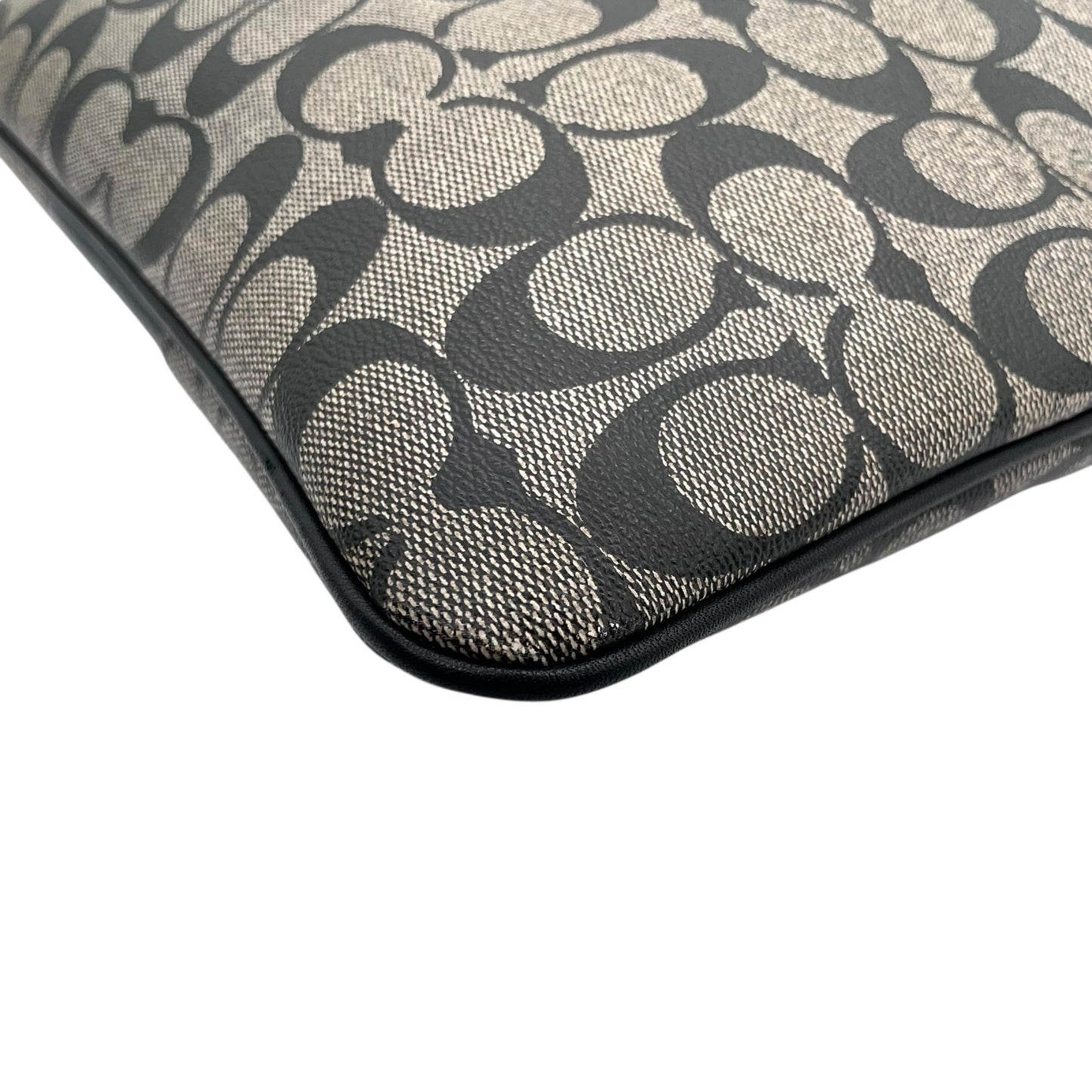 コーチ COACH シグネチャー ショルダーバッグ 黒 ブラック グレー レザー コンビ クロスボディ S50