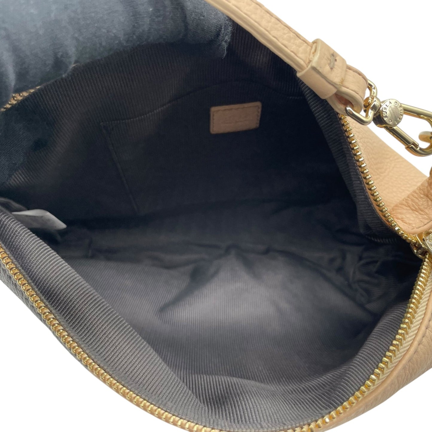 フルラ FURLA バイカラー レザー ショルダーバッグ ワンショルダー ベージュ 黒 ブラック 2WAY 金金具 ゴールド金具 S56