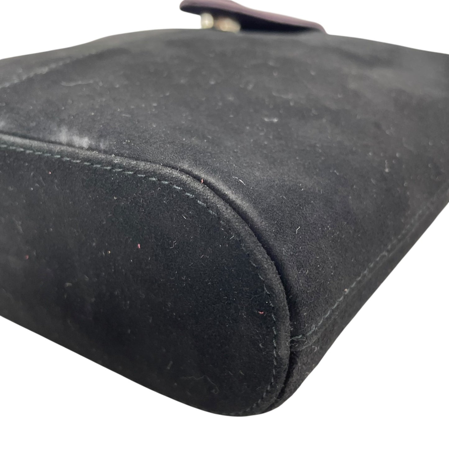 バリー BALLY スエード レザー コンビ ショルダーバッグ フラップ 黒 ブラック グレー金具 レディース C12