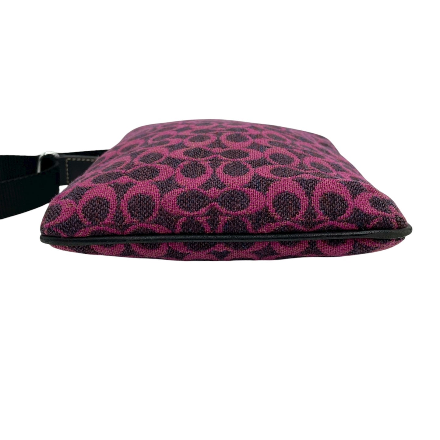 美品 コーチ COACH シグネチャー ジャカード ショルダーバッグ クロスボディ ピンク パープル ブラック レディース C8