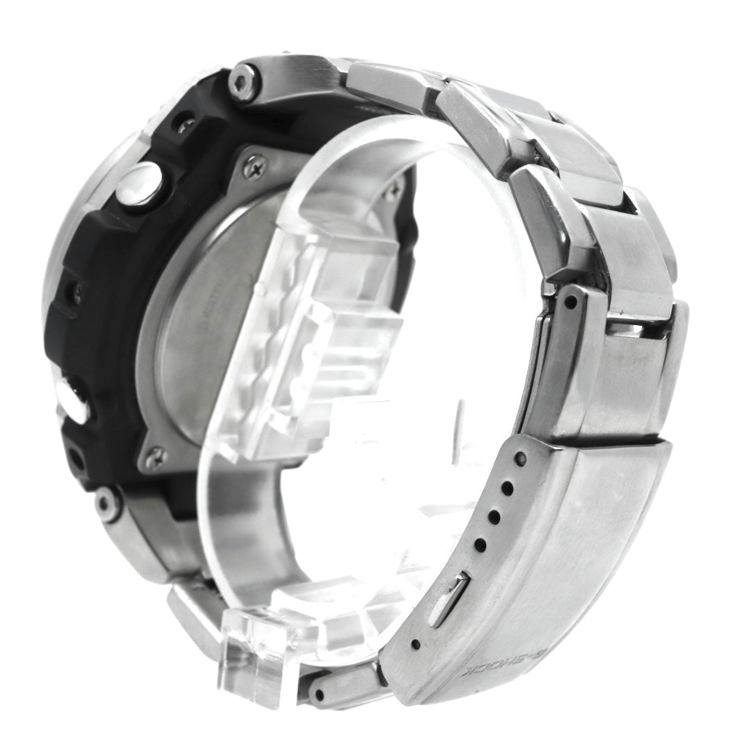 美品 CASIO カシオ G-SHOCK Gスチール GST-W110D ソーラー電波 シルバー メタル フルメタル 腕時計 メンズ クロノグラフ ワールドタイム アラーム タイマー LEDバックライト カシオ ジーショック CASIO GSTW110D G4