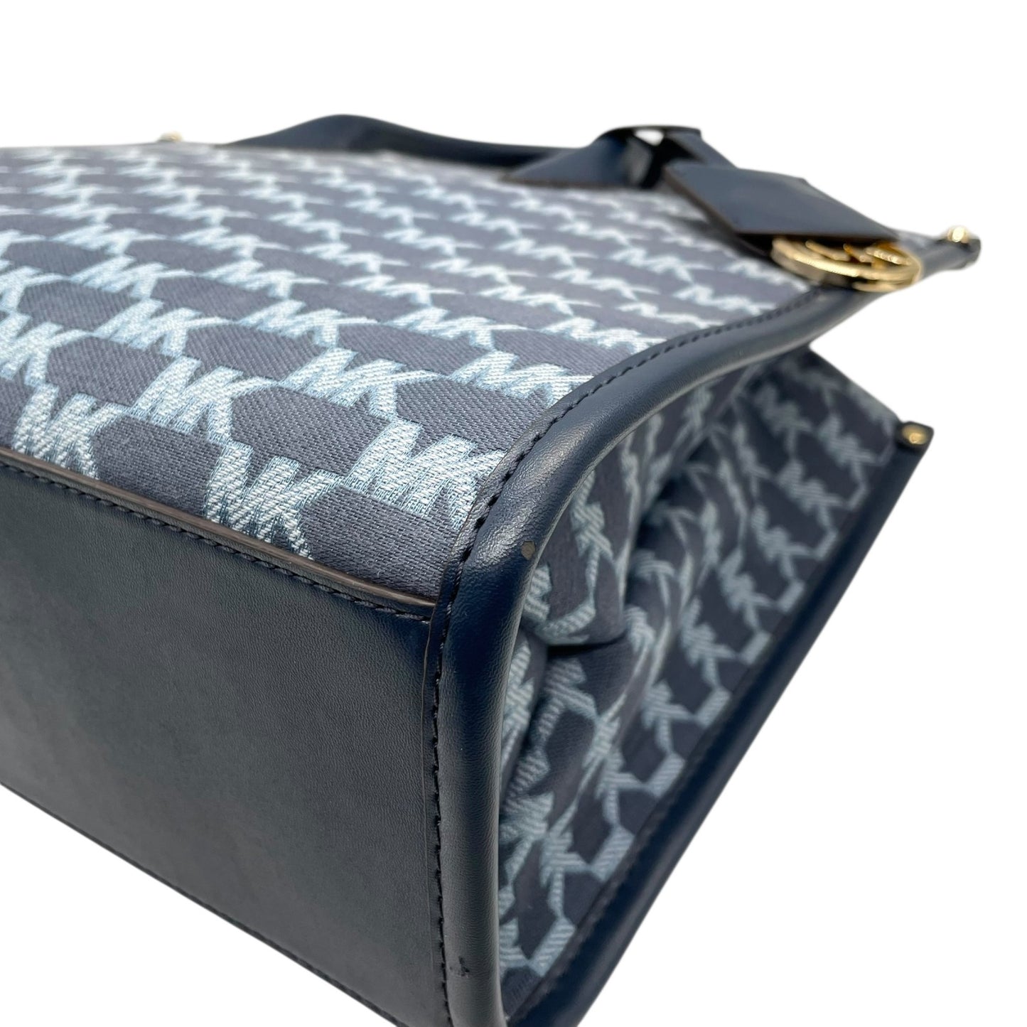 マイケルコース MICHAEL KORS トートバッグ MKロゴ 紺 ネイビー ジャカード 金金具 ゴールド金具 A4収納可 ハンドバッグ A2