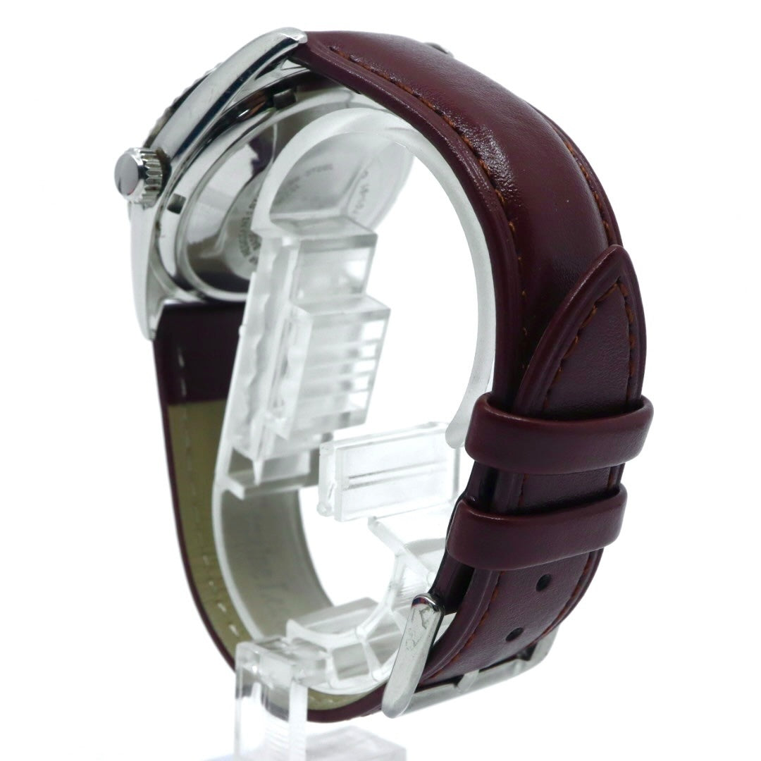 【極美品】 稼働品 新品ベルト ORIENT オリエント 腕時計 46E701-91 自動巻き 21石 デイデイト シルバーダイヤル メンズ アナログ ドレスウォッチ フルーテッドベゼル クラシック ヴィンテージ ビジネス ブラウンレザー G4