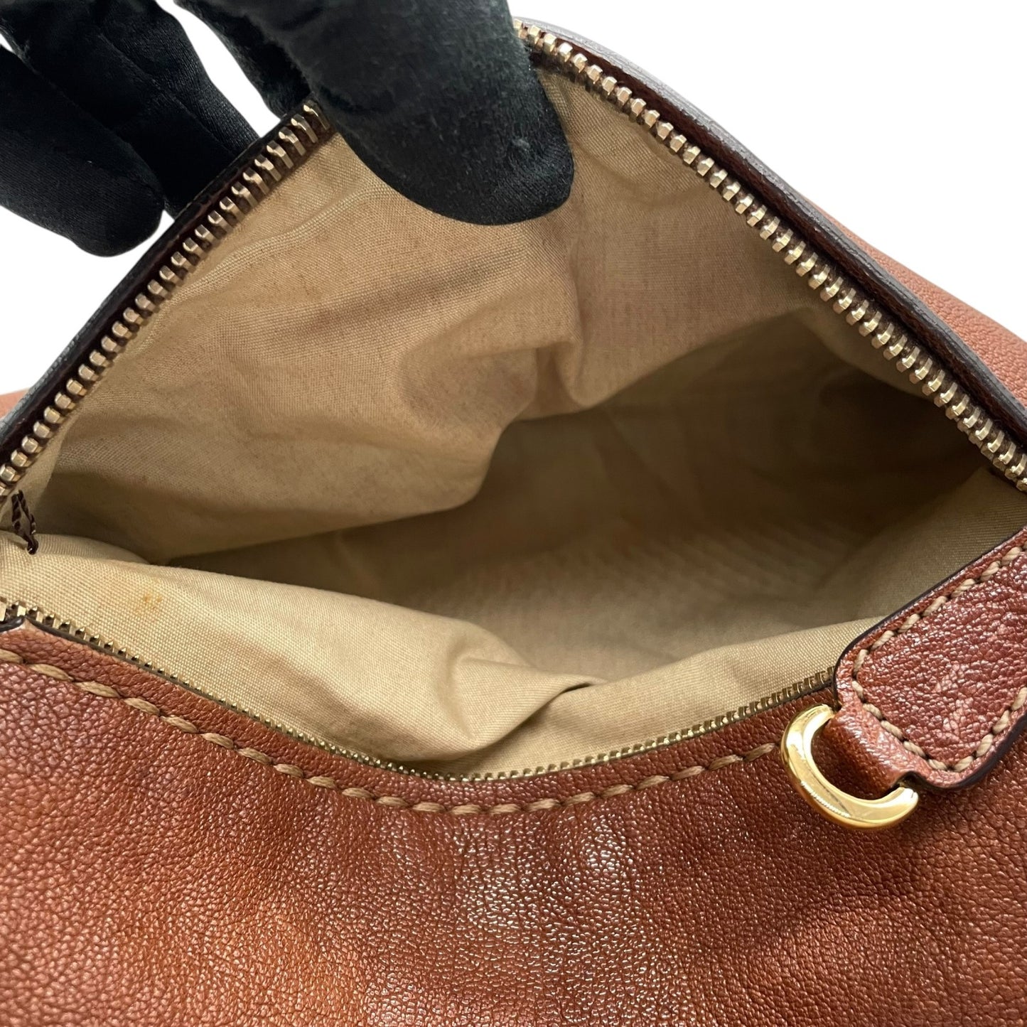 トッズ TOD’S レザー ハンドバッグ 茶色 ブラウン 金金具 ゴールド金具 ステッチデザイン 本革 B4