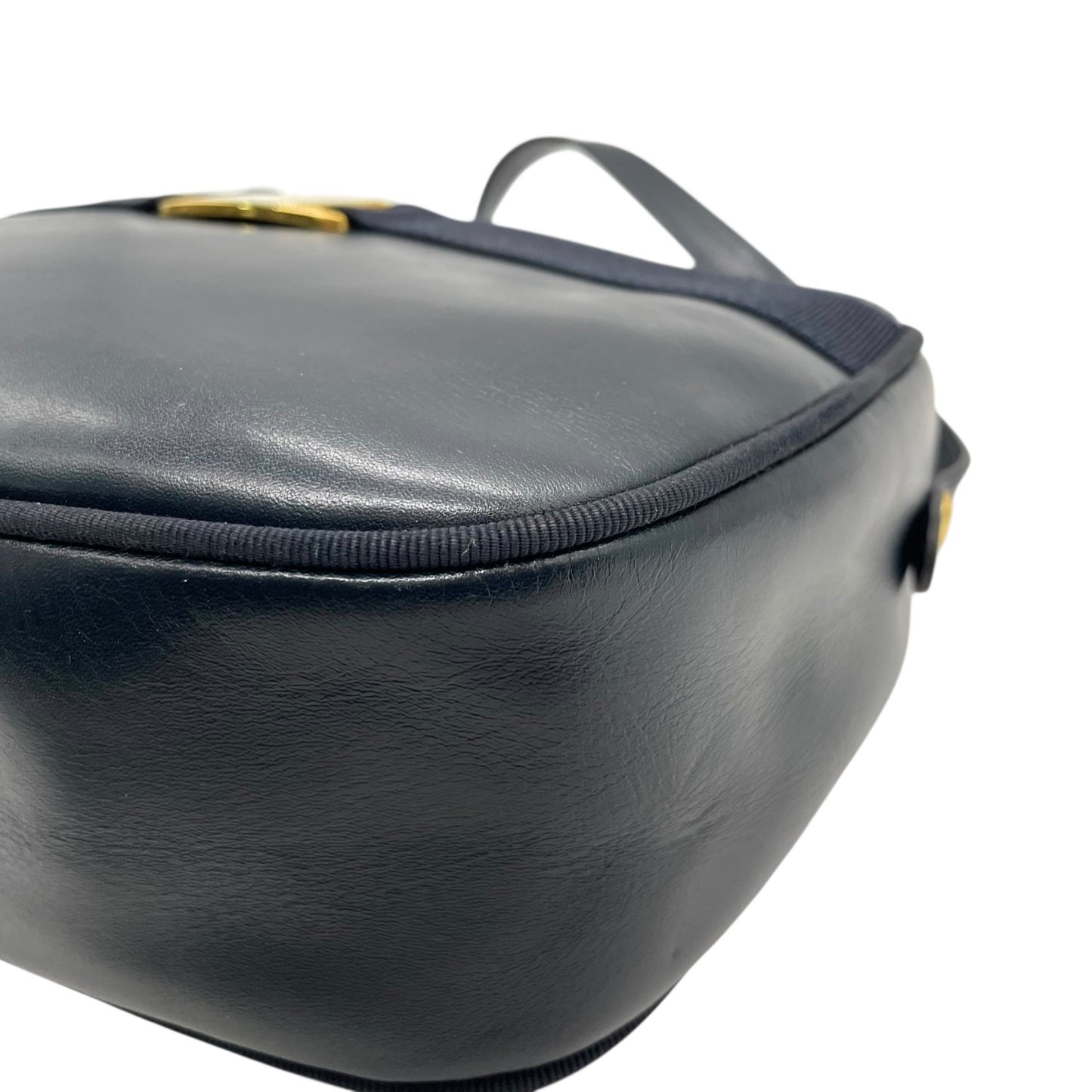 美品 サルヴァトーレ フェラガモ Salvatore Ferragamo ヴァラリボン ショルダーバッグ 紺 ネイビー レザー ゴールド金具 レディース B3